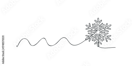 Single Line Snowflake Design With Wavy Tail