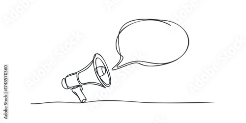 Line art of a megaphone with a speech bubble