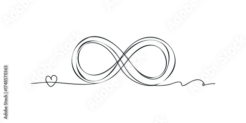 Hand Drawn Infinity Symbol With Heart