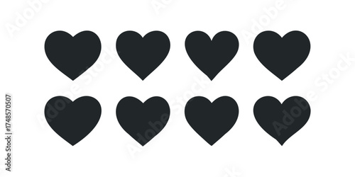 Eight Dark Hearts Arranged in Two Rows