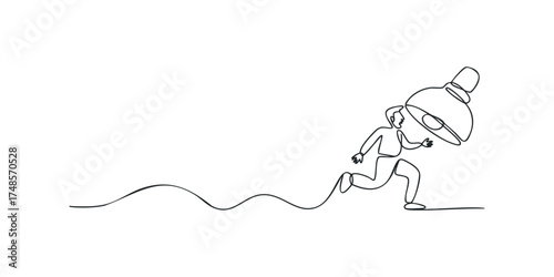 Abstract Figure Chasing Light Bulb Symbol