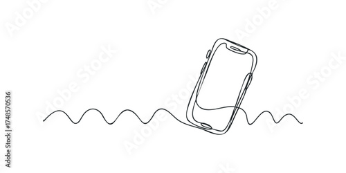 Smartphone mobile device wavy line continuous drawing