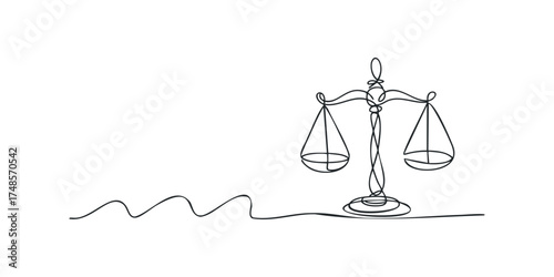 Single Line Drawing of Justice Scales Symbol