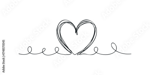 Simple line drawing of a heart shape with wavy horizontal line