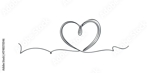 Abstract heart shape drawn with continuous line