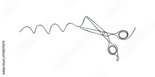 Scissors cutting wavy line