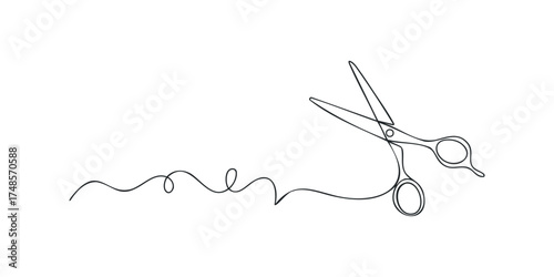 Stylized Scissors Cutting a Wavy Line