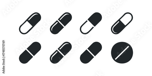 Capsule and pill icon set
