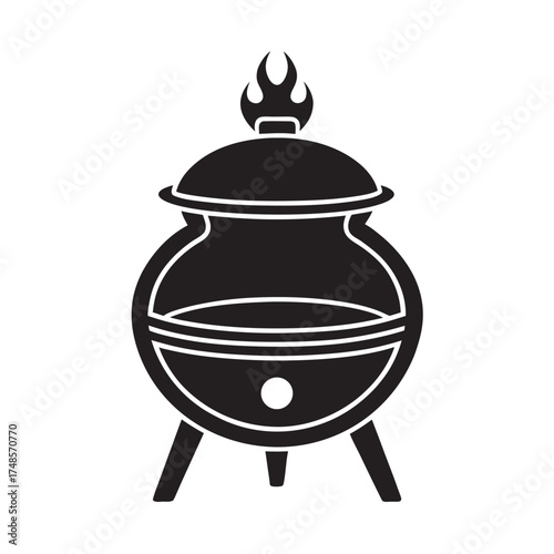 Clay Tandoor Oven Cooking Silhouette Vector