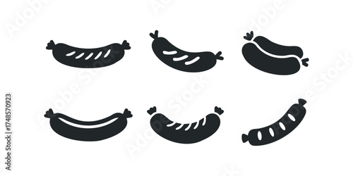 Black Silhouette Sausage Icons
