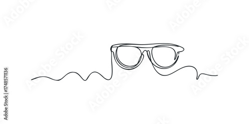 Eyeglasses drawn with a single continuous line on white