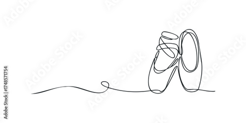 Continuous line drawing of ballet pointe shoes