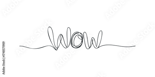 Hand-drawn word "wow" in continuous line style