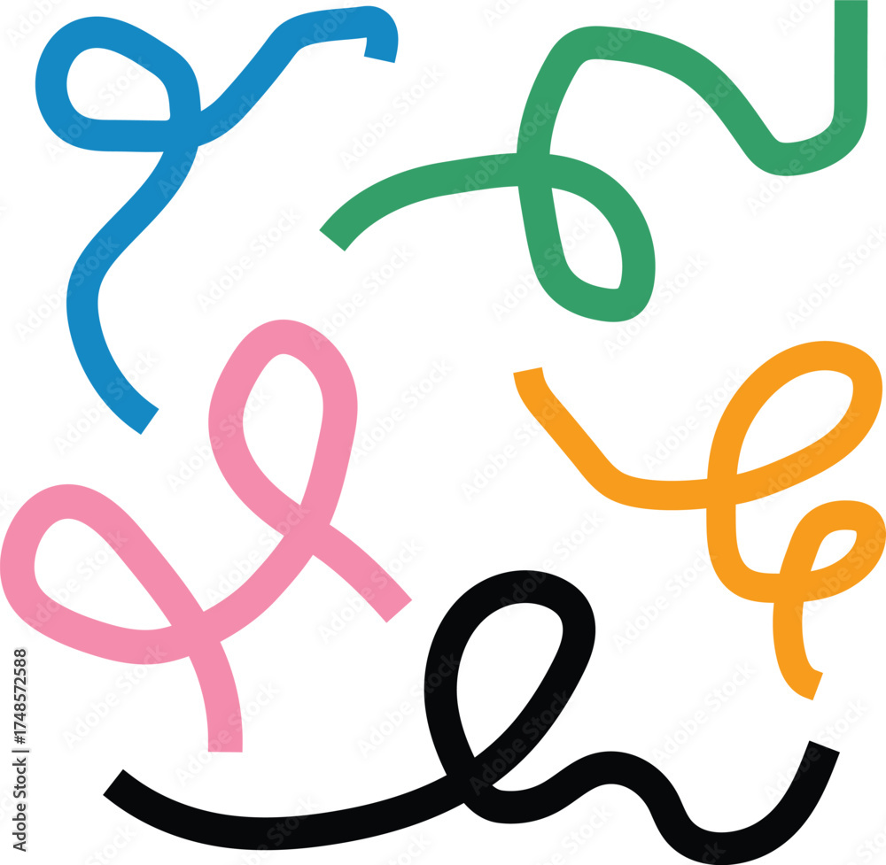 Fototapeta premium Vibrant abstract swirls and curves in bold colors a whimsical pattern design