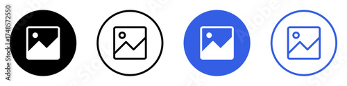 Gallery icon vector, silhouette of an image icon. Picture symbol - image photos sign icons - square button. Icons for the interface