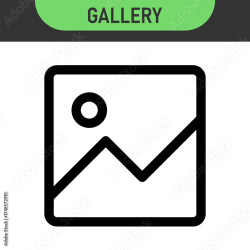 gallery icon vector, image photo album icon vector, Picture gallery photos icons set in filled, thin line, outline and stroke style