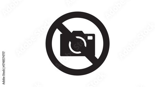 No photography icon simple black vector symbol indicating photography is not allowed isolated on white background