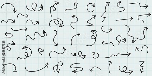 Arrow Direction Doodle Pack Hand Drawn Vector Elements for Design Infographics and UI Guide Forward Back Wayfinding