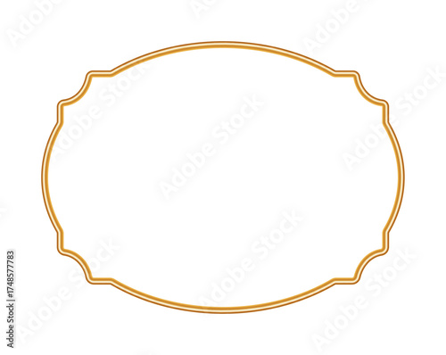 Golden ornamental oriental style 3d frame. Indian border, Islamic windows, circle, ellipse decorative element, morocco shapes. Vector illustration for invitation, greeting card, decorative design