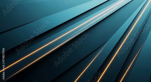 Abstract dark teal background with golden lines and glowing light effect