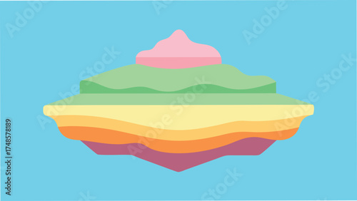 Vector art of an enchanting illustration of a floating island, a whimsical landscape suspended in the sky, a surreal scene