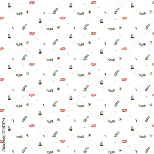 A Halloween-themed seamless pattern featuring hands