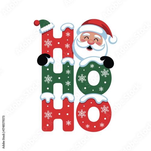 Festive santa claus ho ho ho typography design for christmas t-shirt apparel