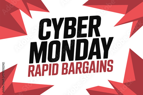 Cyber monday rapid bargains sale promotion isolated on white background for advertising campaign