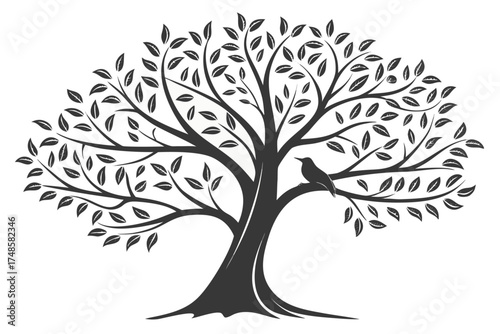 Minimalist symmetrical tree of life silhouette design