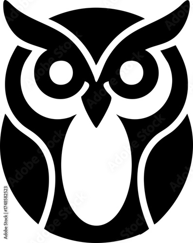 Elegant Owl Face Icon with Smooth Curves and Modern Abstract Design