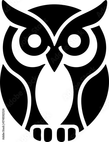 Elegant Owl Face Icon with Smooth Curves and Modern Abstract Design