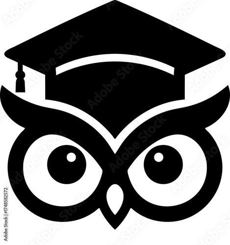 Graduation Owl Icon Wearing Cap and Glasses Representing Academic Success