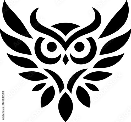 Elegant Owl Face Icon with Smooth Curves and Modern Abstract Design