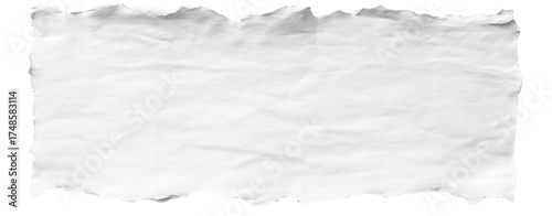 Wrinkled Torn White Paper Texture – Realistic Rough Edge Background. Isolated on transparent background, png