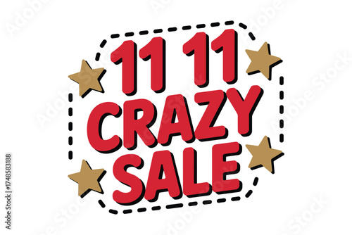 Crazy sale promotion for 1111 shopping day isolated on white background