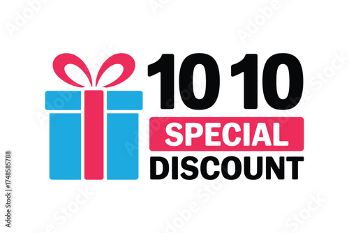 Promotional 10 10 sale design with gift box isolated on white background special discount offer for online shopping promotion