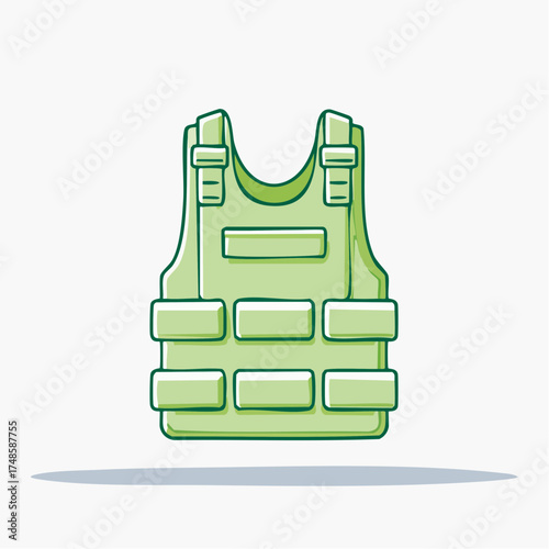 Green Outline Bulletproof Vest Icon 
