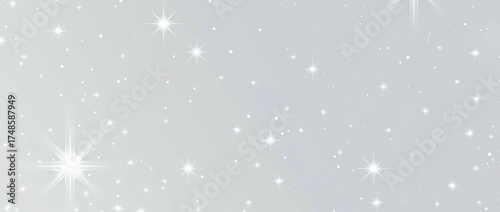 Sparkling White Stars on Soft Gray Background