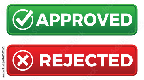 Approved and Rejected Stamp Icon Set – Validation, Confirmation & Decline Symbol Vector Design