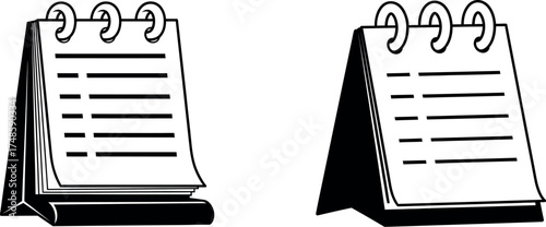 Two open spiral notebooks for jotting down ideas notes and to-do lists simple sketch style art