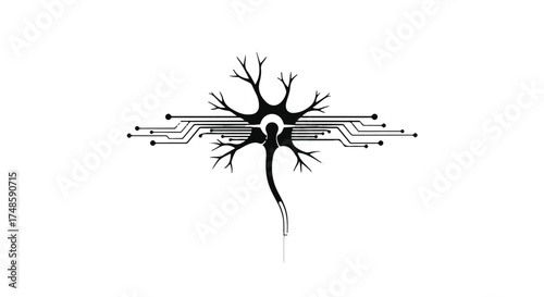Abstract digital neuron illustration representing artificial intelligence and neural networks