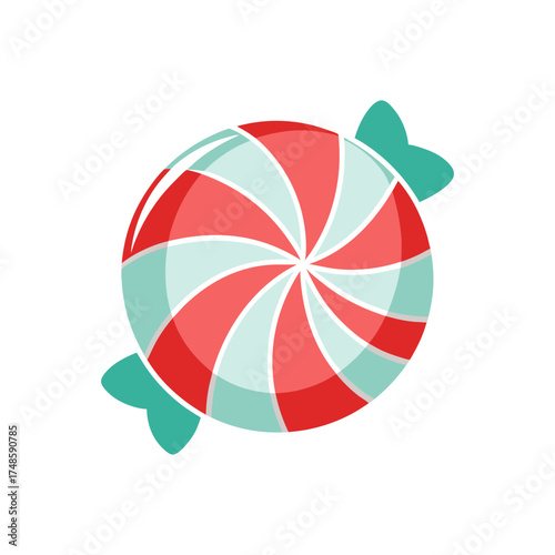 Classic red and white swirl peppermint candy treat wrapped in teal bows festive holiday confectionery