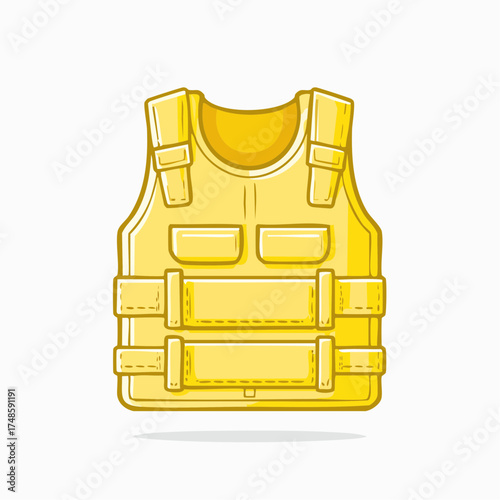 Yellow Outline Bulletproof Vest Icon 