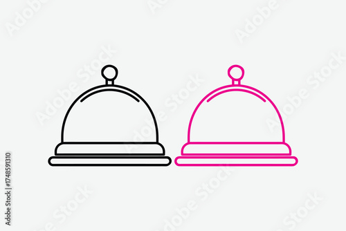 Two elegant cloche outlines in black and pink a simple silhouette