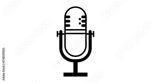Microphone Icon Outline – Vintage Audio Recording Mic Vector