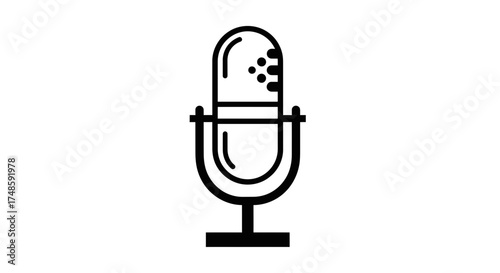 Microphone Icon Outline – Vintage Audio Recording Mic Vector