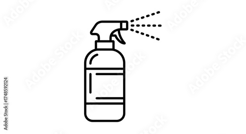 Spray Bottle Icon Outline – Cleaning Disinfectant Mist Vector Design