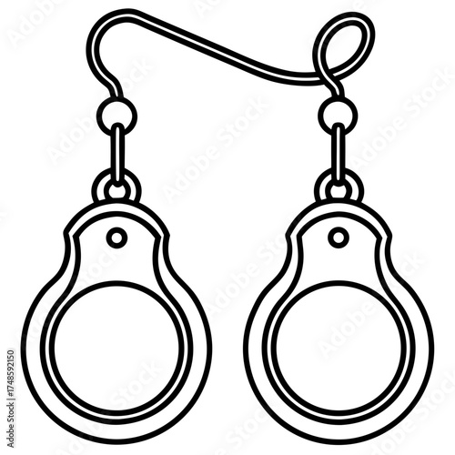 Hanging Handcuffs Realistic Metal Restraint Illustration for Creative Projects