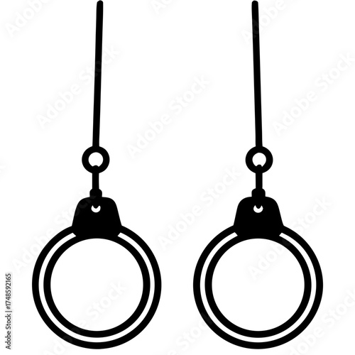 Hanging Handcuffs Realistic Metal Restraint Illustration for Creative Projects