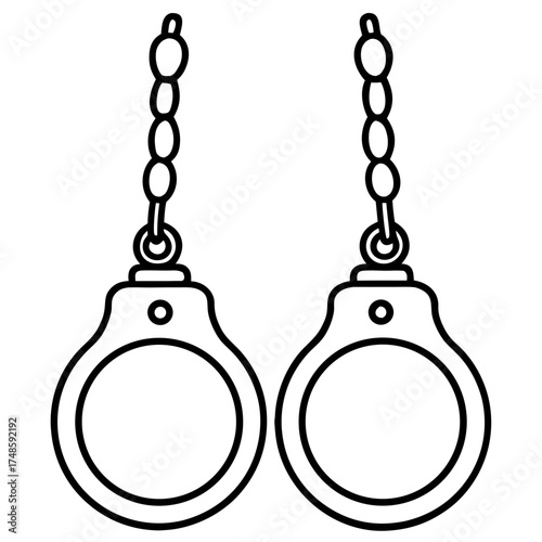 Hanging Handcuffs Realistic Metal Restraint Illustration for Creative Projects